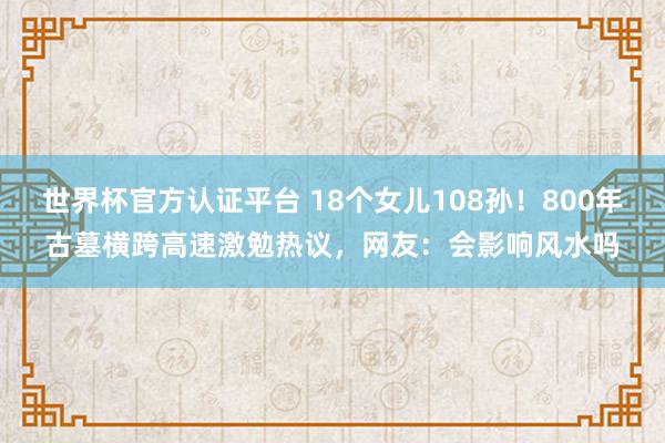 世界杯官方認證平臺 18個女兒108孫！800年古墓橫跨高速激勉熱議，網友：會影響風水嗎