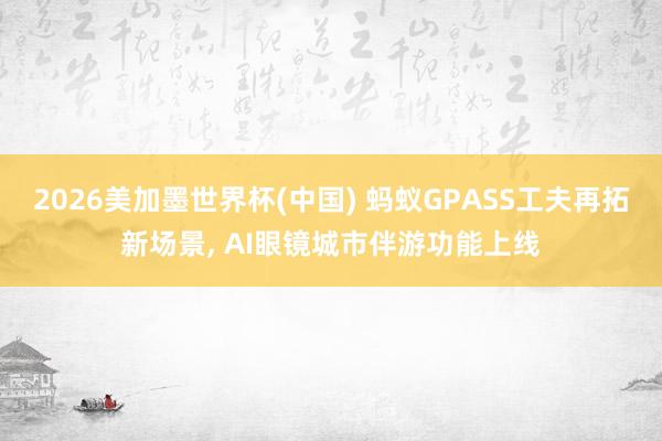 2026美加墨世界杯(中國) 螞蟻GPASS工夫再拓新場景， AI眼鏡城市伴游功能上線