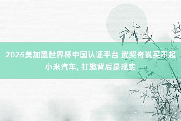 2026美加墨世界杯中國認證平臺 武契奇說買不起小米汽車, 打趣背后是現實